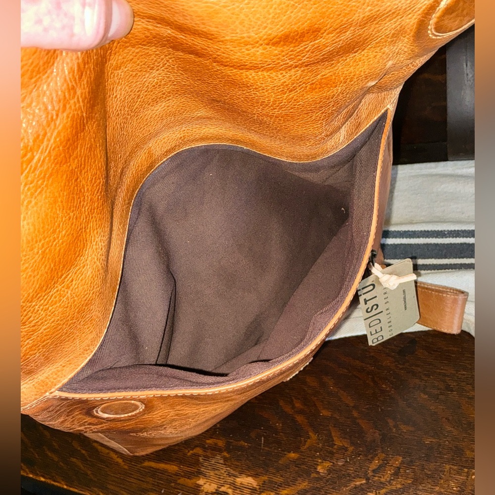 NWT Bed Stu Leather Howie Flapover Leather Backpack Tan Rustic Retail $365 - Picture 11 of 13